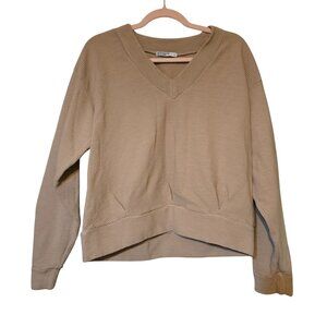 Stateside Women's Brown Rachel Chunky Ribbed V-Neck Raglan Long Sleeve Sweater L